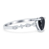 Art Deco Pear Natural Stone Wedding Ring