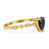Art Deco Pear Natural Stone Wedding Ring