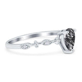 Art Deco Pear Natural Stone Wedding Ring