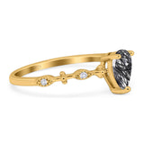 Art Deco Pear Natural Stone Wedding Ring