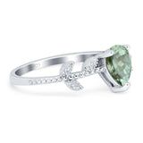 Leaf Style Pear Natural Stone Beaded Ring