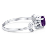 Round Natural Stone Leaf Style Ring