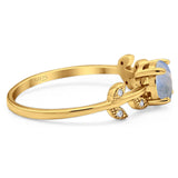 Round Natural Stone Leaf Style Ring