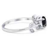 Round Natural Stone Leaf Style Ring