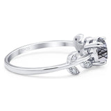 Round Natural Stone Leaf Style Ring
