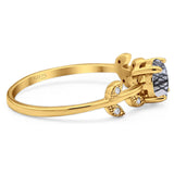 Round Natural Stone Leaf Style Ring