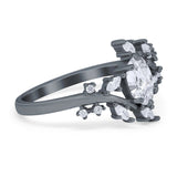 Floral Oval Natural Stone Wedding Ring