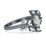 Floral Oval Natural Stone Wedding Ring