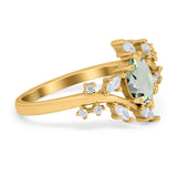 Floral Oval Natural Stone Wedding Ring