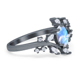Floral Oval Natural Stone Wedding Ring