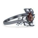 Floral Oval Natural Stone Wedding Ring