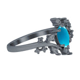 Floral Oval Natural Stone Wedding Ring