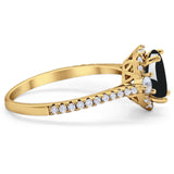 Art Deco Oval Natural Stone Halo Ring