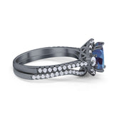 Two Piece Oval Natural Stone Bridal Ring