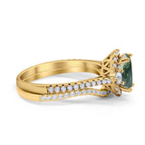 Two Piece Oval Natural Stone Bridal Ring