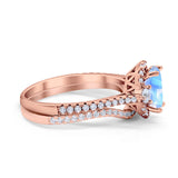 Two Piece Oval Natural Stone Bridal Ring