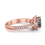 Two Piece Oval Natural Stone Bridal Ring
