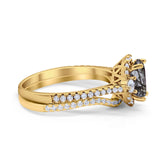 Two Piece Oval Natural Stone Bridal Ring