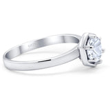 Minimalist Round Natural Stone Solitaire Ring
