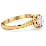 Minimalist Round Natural Stone Solitaire Ring