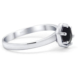 Minimalist Round Natural Stone Solitaire Ring