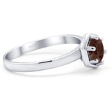Minimalist Round Natural Stone Solitaire Ring