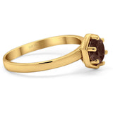 Minimalist Round Natural Stone Solitaire Ring