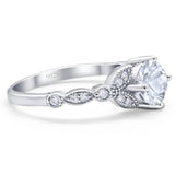 Art Deco Round Natural Stone Leaf Style Ring