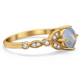 Art Deco Round Natural Stone Leaf Style Ring
