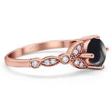Art Deco Round Natural Stone Leaf Style Ring