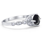 Art Deco Round Natural Stone Leaf Style Ring