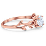 Minimalist Round Natural Stone Solitaire Ring