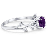 Minimalist Round Natural Stone Solitaire Ring