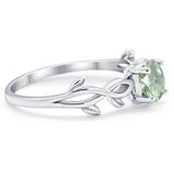 Minimalist Round Natural Stone Solitaire Ring