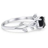 Minimalist Round Natural Stone Solitaire Ring