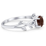 Minimalist Round Natural Stone Solitaire Ring