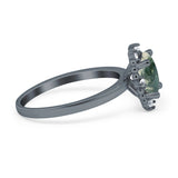 Art Deco Oval Natural Stone Beaded Ring
