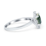 Art Deco Oval Natural Stone Beaded Ring