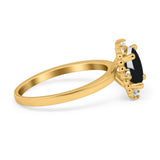 Art Deco Oval Natural Stone Beaded Ring