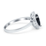 Art Deco Pear Natural Stone Wedding Ring