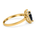 Art Deco Pear Natural Stone Wedding Ring