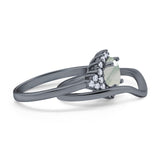 Two Piece Round Natural Stone Cluster Ring