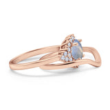 Two Piece Round Natural Stone Cluster Ring