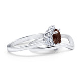 Two Piece Round Natural Stone Cluster Ring