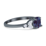 Art Deco Round Natural Stone Leaf Style Ring