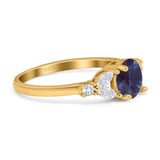 Art Deco Round Natural Stone Leaf Style Ring