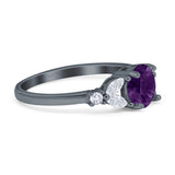Art Deco Round Natural Stone Leaf Style Ring