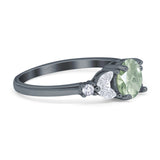 Art Deco Round Natural Stone Leaf Style Ring