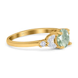 Art Deco Round Natural Stone Leaf Style Ring