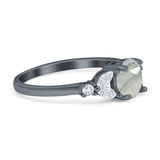 Art Deco Round Natural Stone Leaf Style Ring